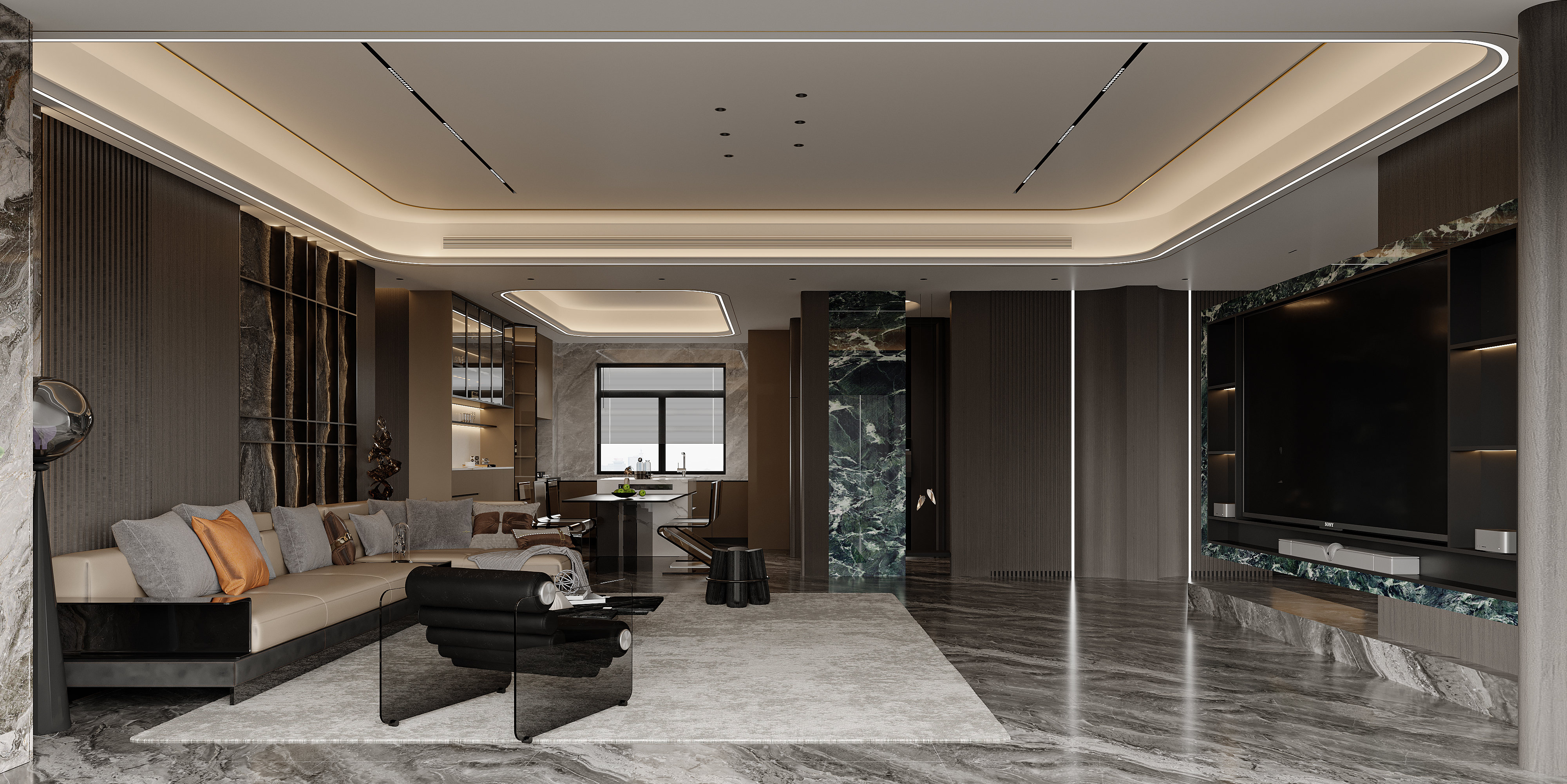 意式轻奢大平层案例-艺米效果图-5