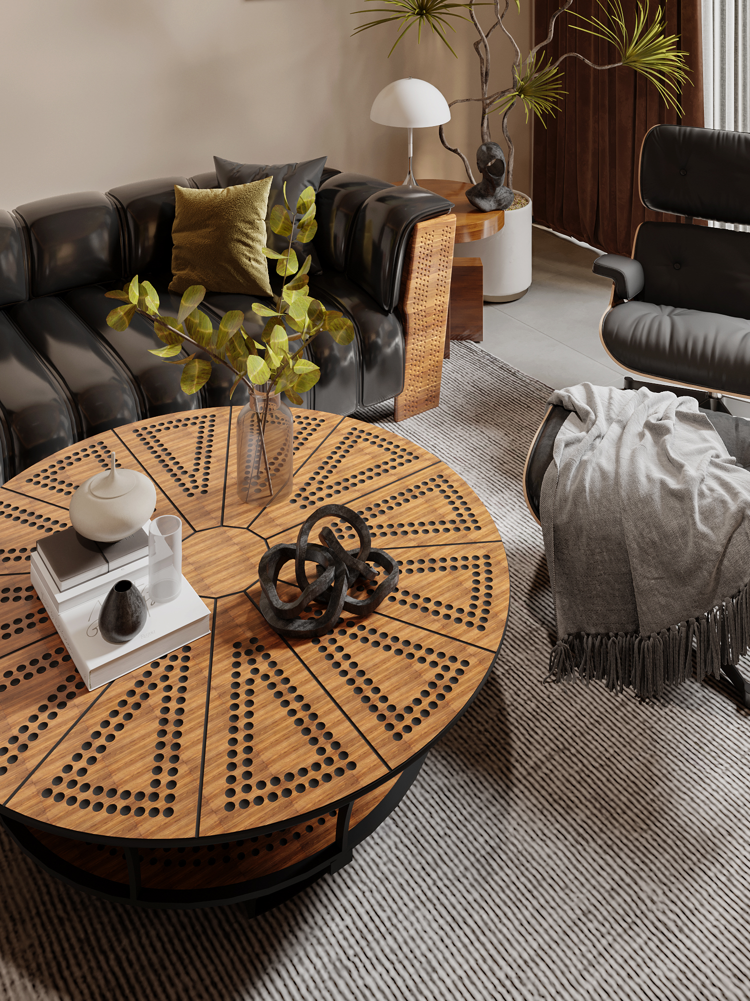 奶油中古风别墅效果图方案-11