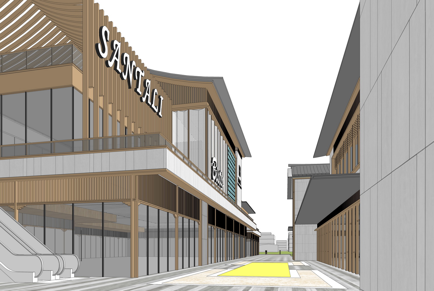 嘉兴南湖三塔里新中式商业街SU模型-5