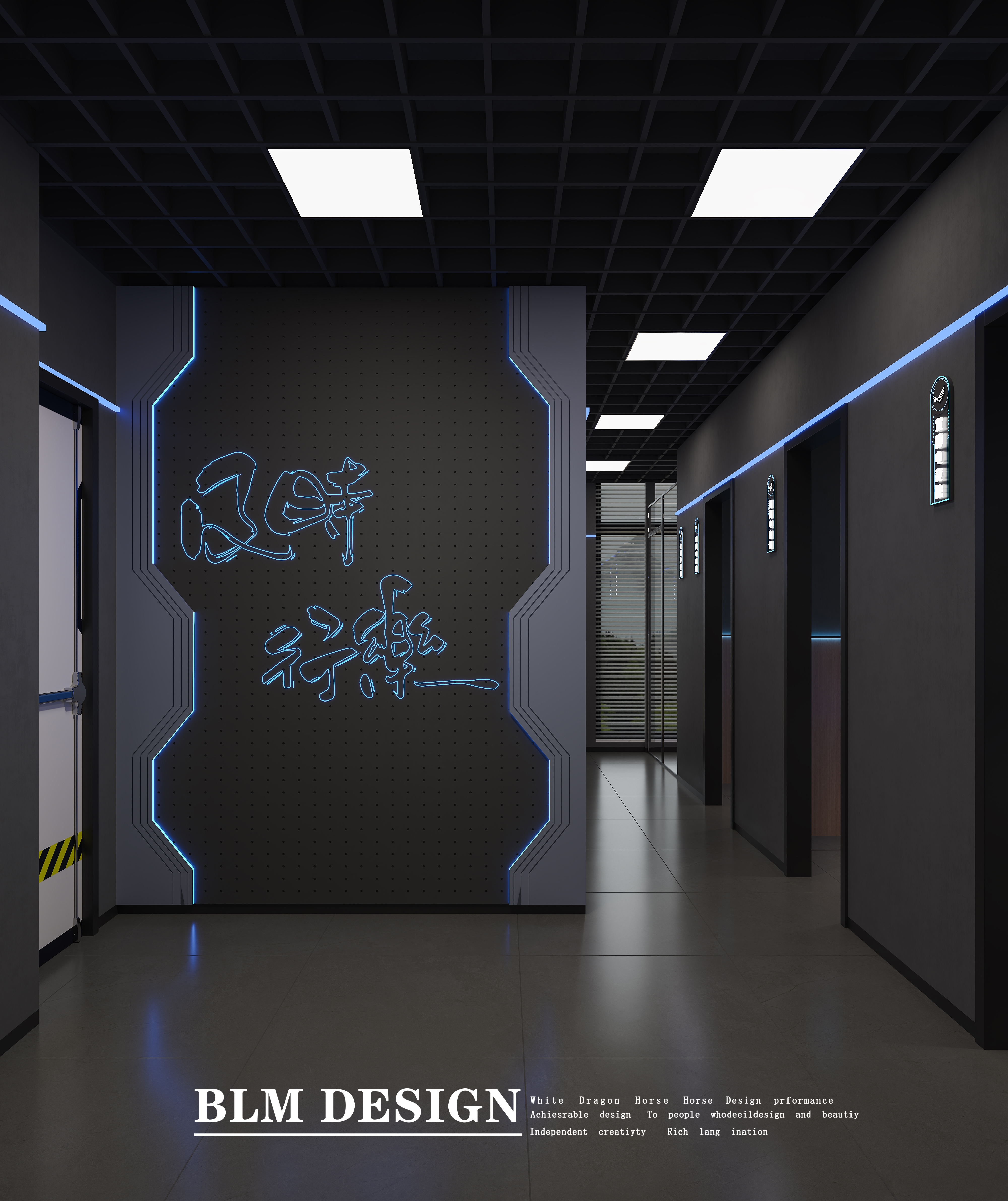 现代工装网吧效果图案例-6