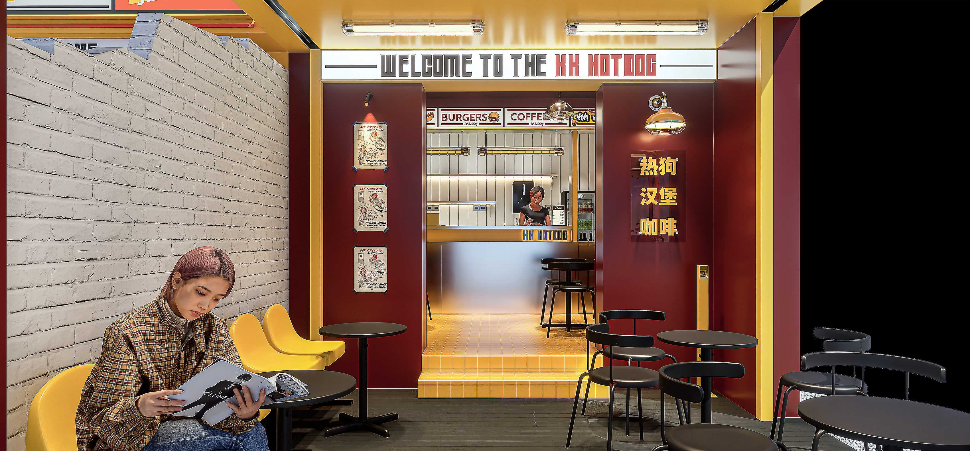 KKhotdog热狗店#美式复古#商业设计#门面设计-3