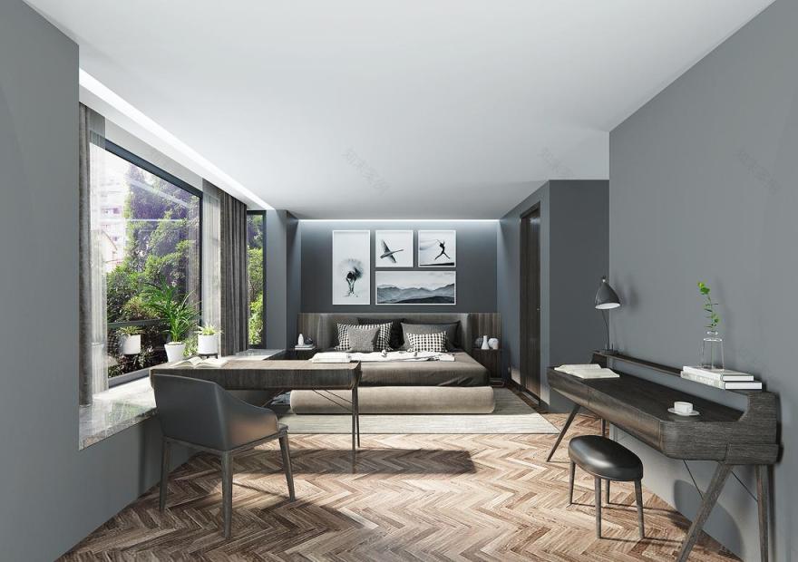 黑白灰搭配的原始自然风格住宅设计-25