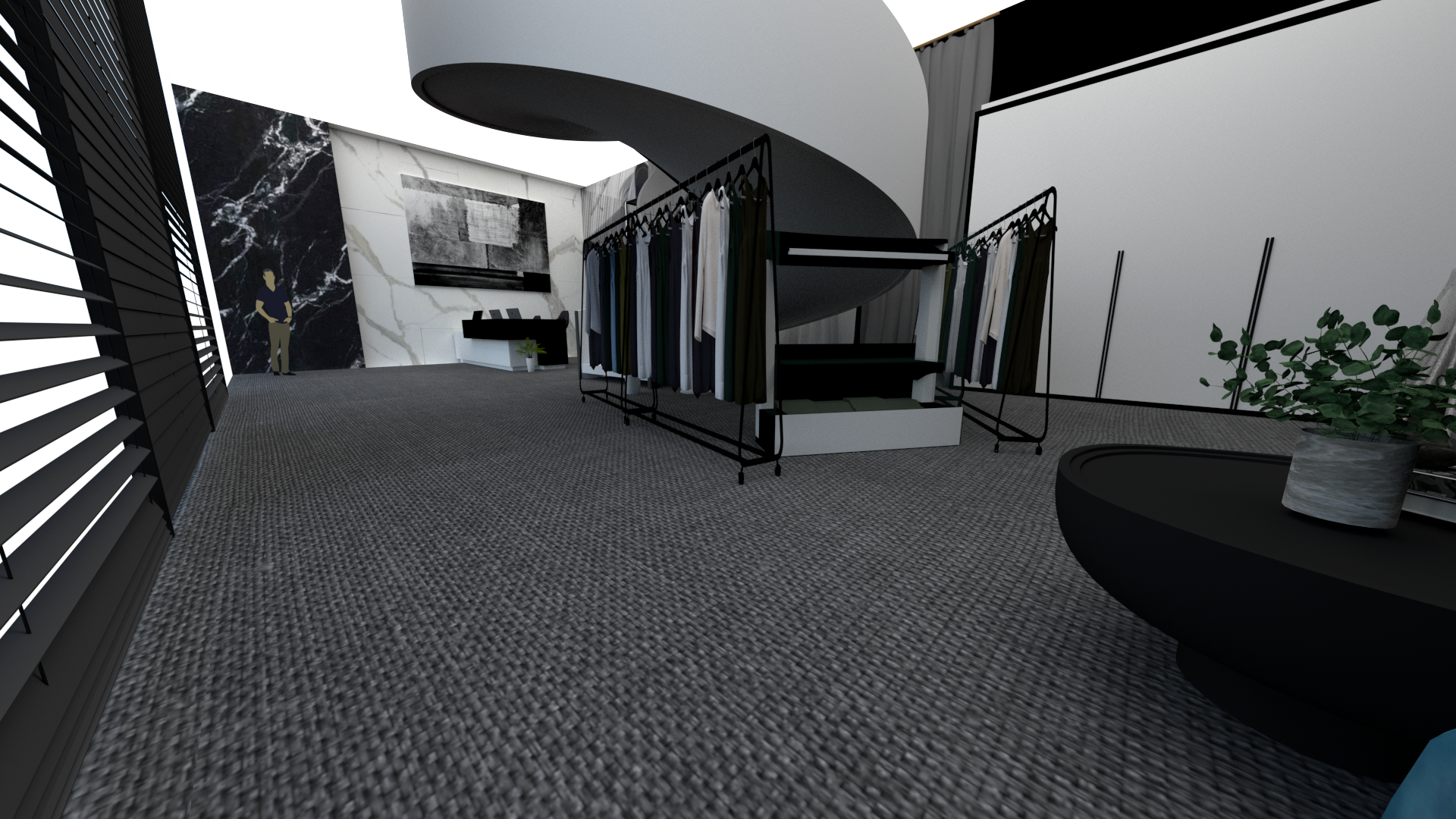 山本耀司黑白和不对称设计展示空间-9