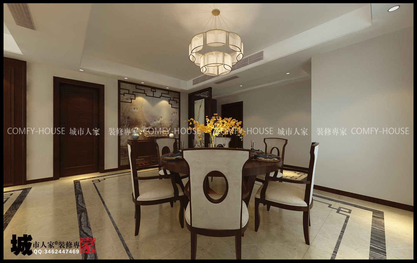 龙泉壹号170平四室两厅新中式风格设计-14