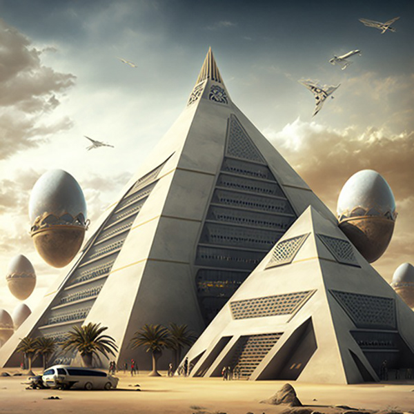 2050 年的人工智能金字塔丨Midjourney-8