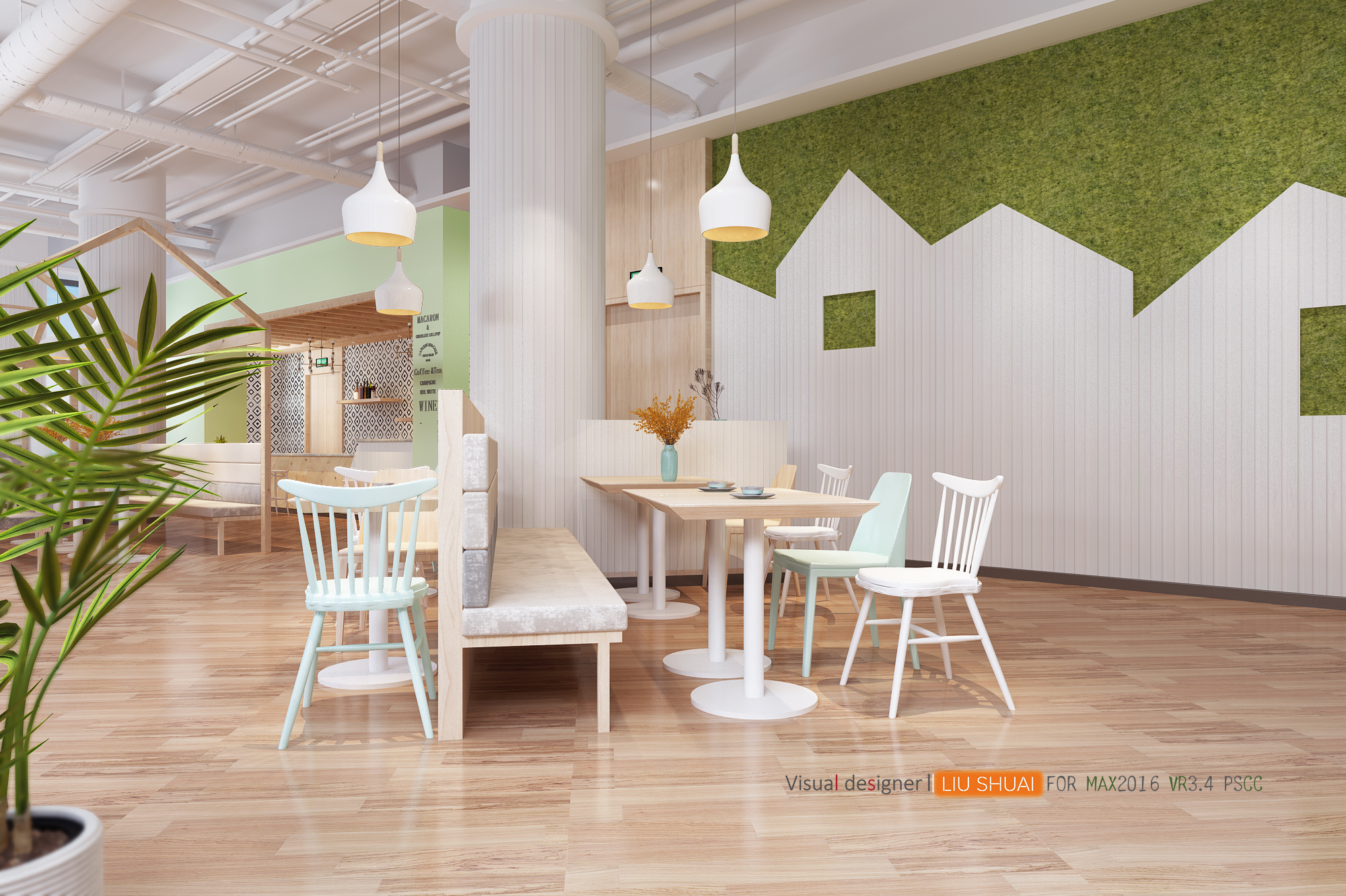 工装餐厅设计案例 | 3Dmax2016 VR3.4 PScc 应用-17