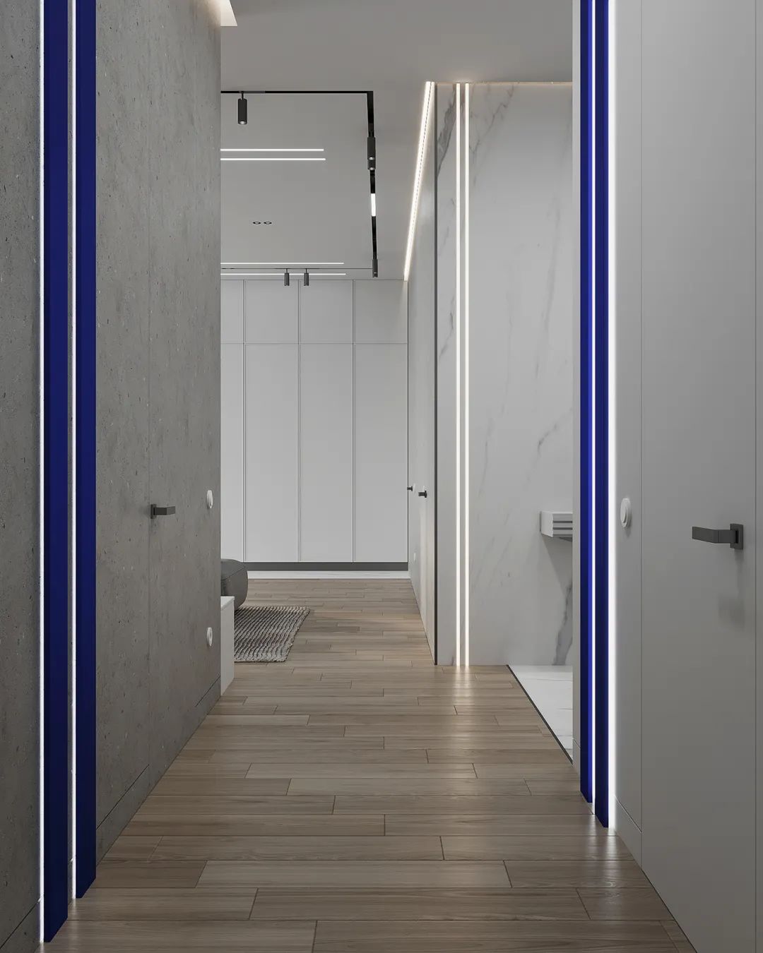 极简高级灰 · 一家三口蓝色豪宅设计丨俄罗斯丨俄罗斯设计师 Alina Larionova-6