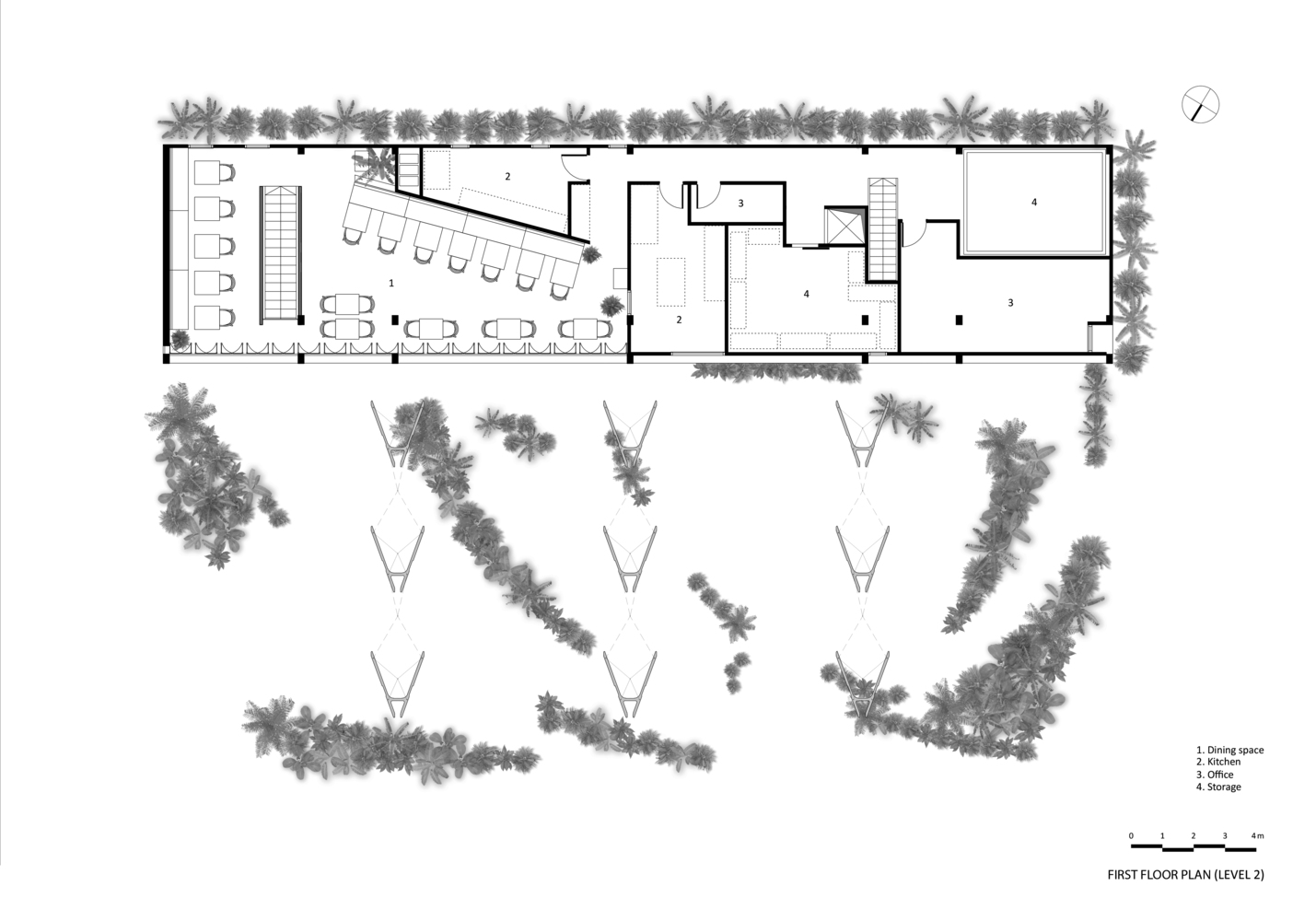 越南 IPPUDO 餐厅——绿植与木筷的多层空间叙事-21