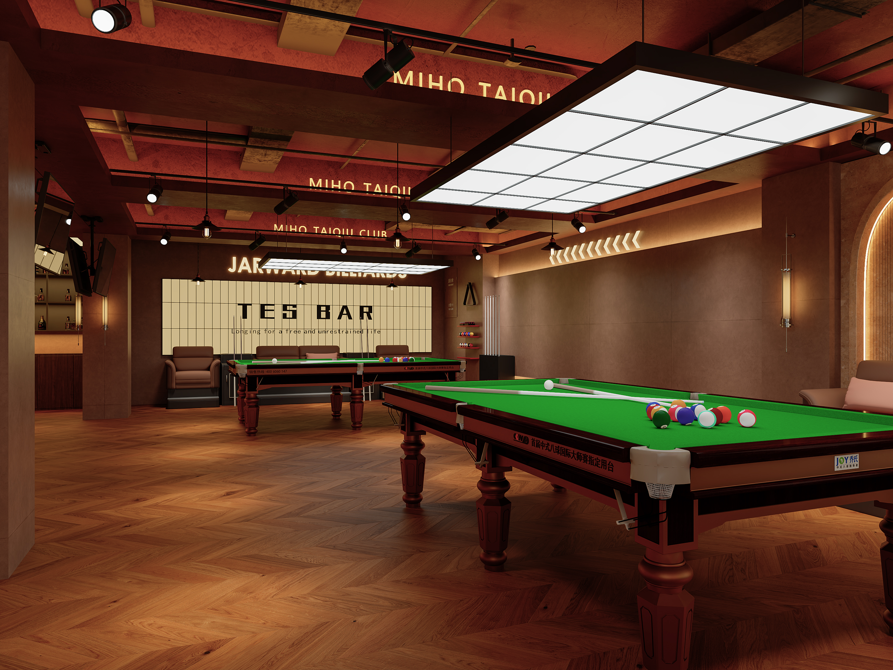 美式暗调台球厅-11