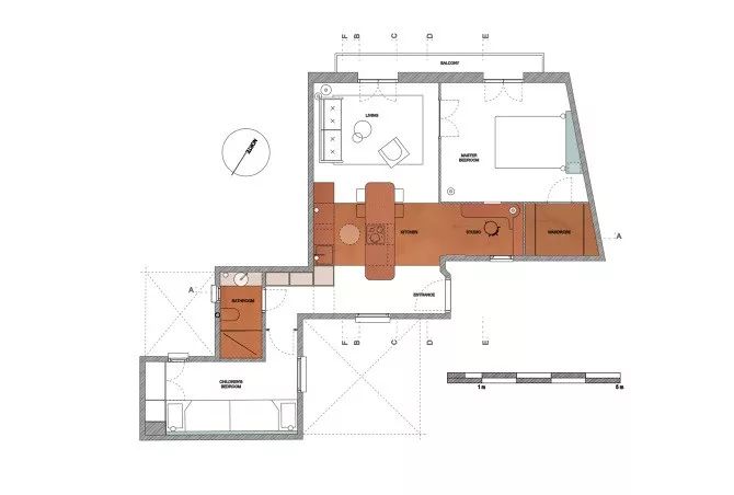 珊瑚橘 水绿色，这座被大火烧毁的75平公寓如今重获新生  CaSA-3