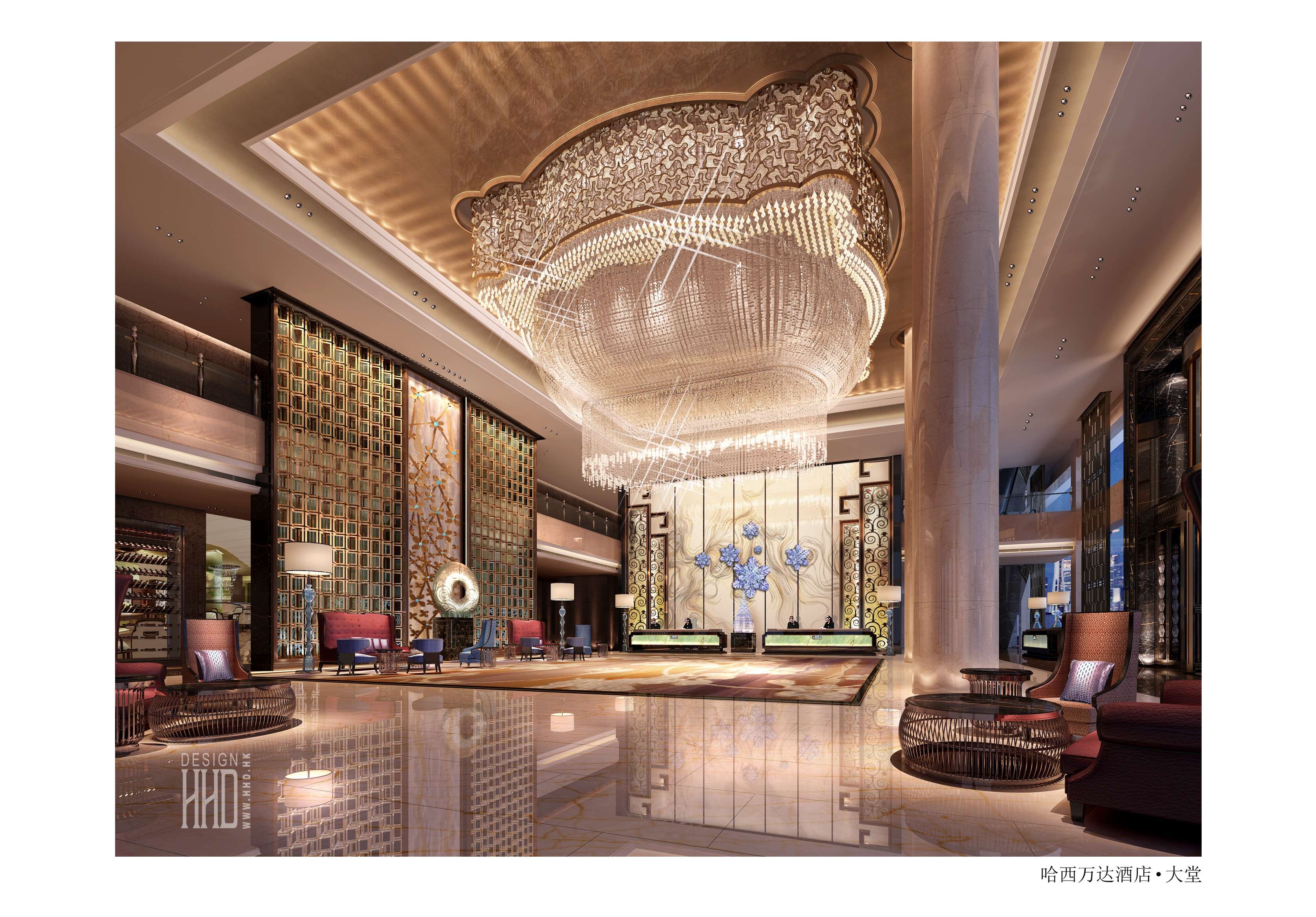 HHD设计－哈西万达五星酒店公共区域CAD施工图+效果图 926M-0