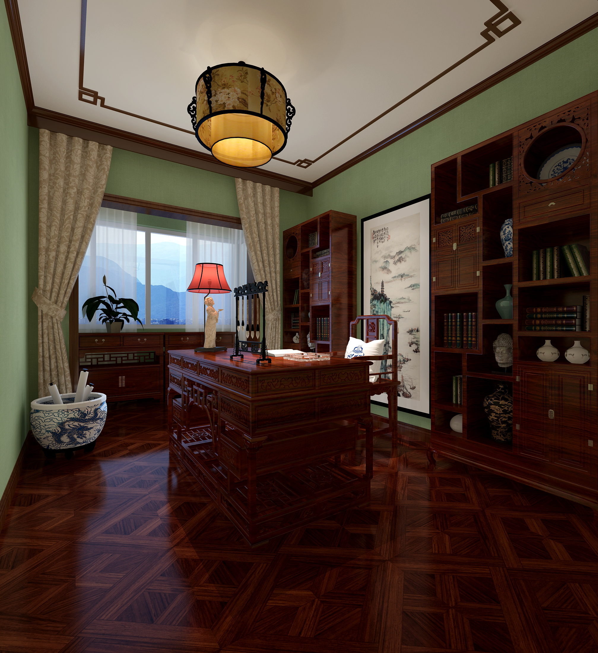 新中式 中式古典 奢华家装别墅样板房-10-13