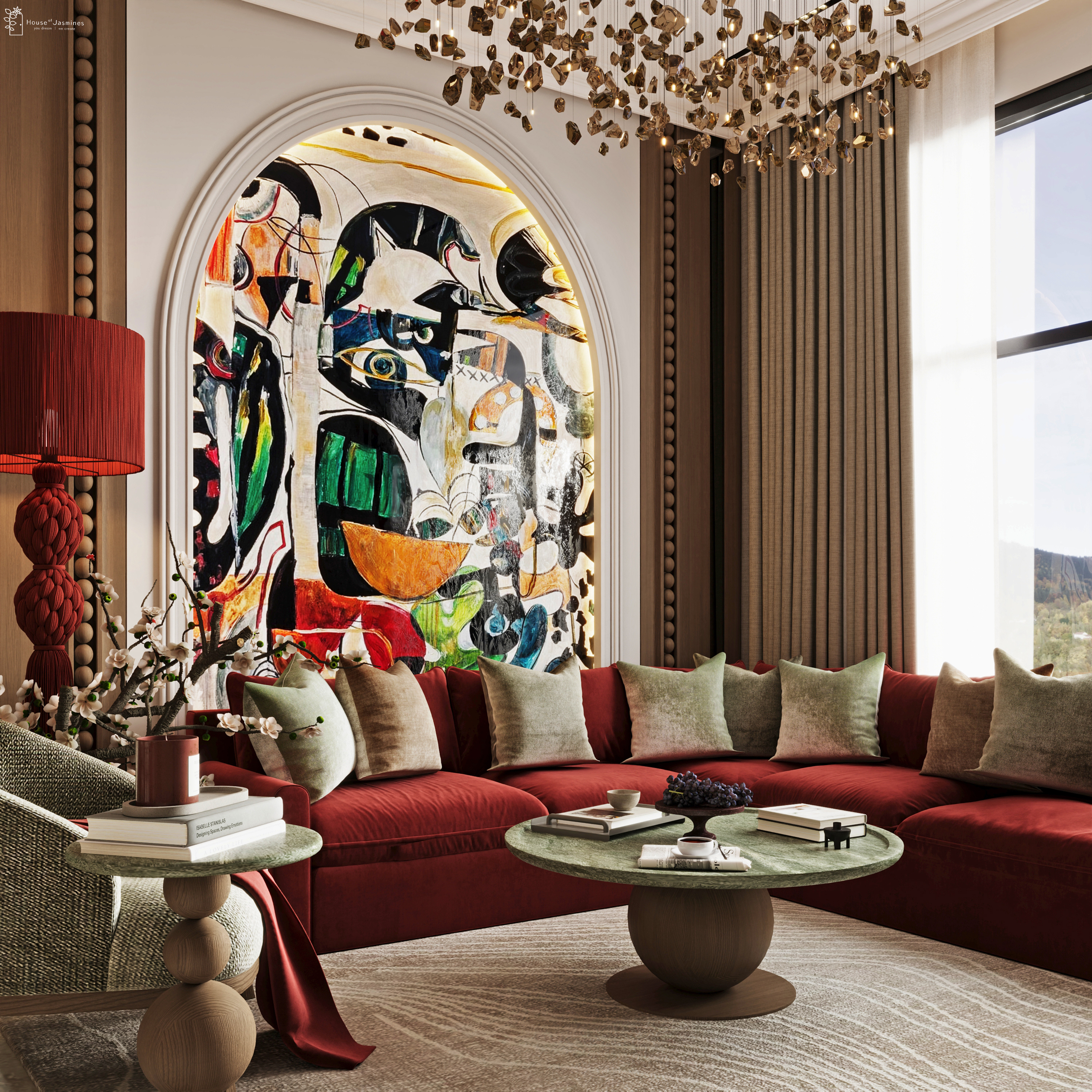 CRIMSON & GOLD: Eclectic Luxury Living-13
