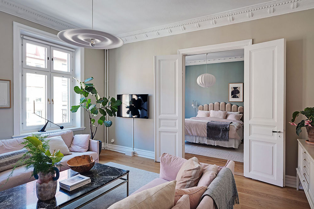 瑞典哥德堡 99 平米粉色沙发公寓设计-7