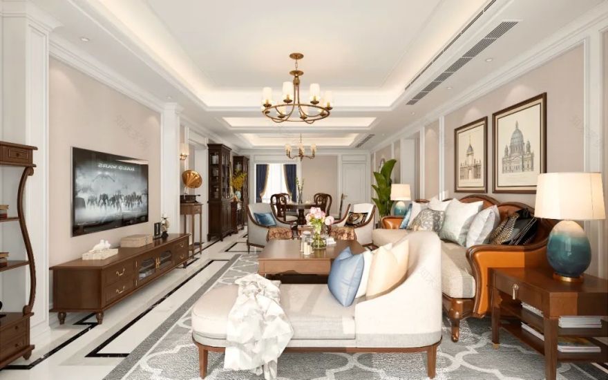 中海九号公馆 190㎡美式新作,古典情怀与自由生活完美融合-23