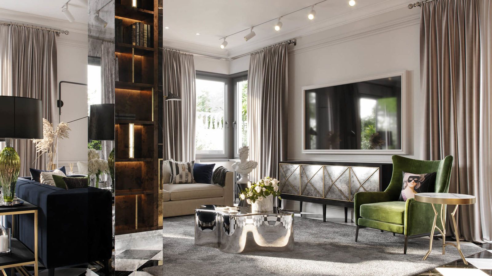 现代主义与装饰艺术风格公寓室内布置丨Angelina Rudenok,Ирина Артюшина-14