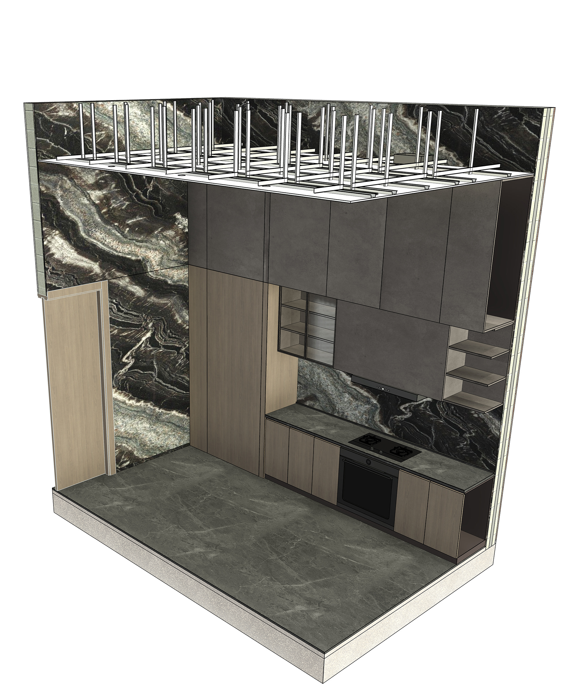 SAS别墅厨房室内BIM开发项目-2