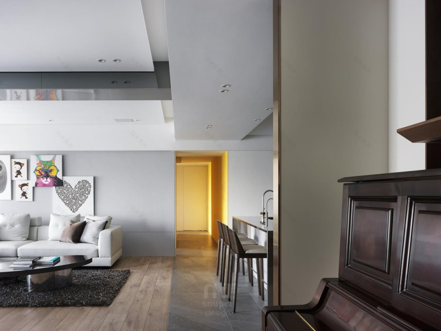 原味生活,书墙为背景的现代住宅设计-7