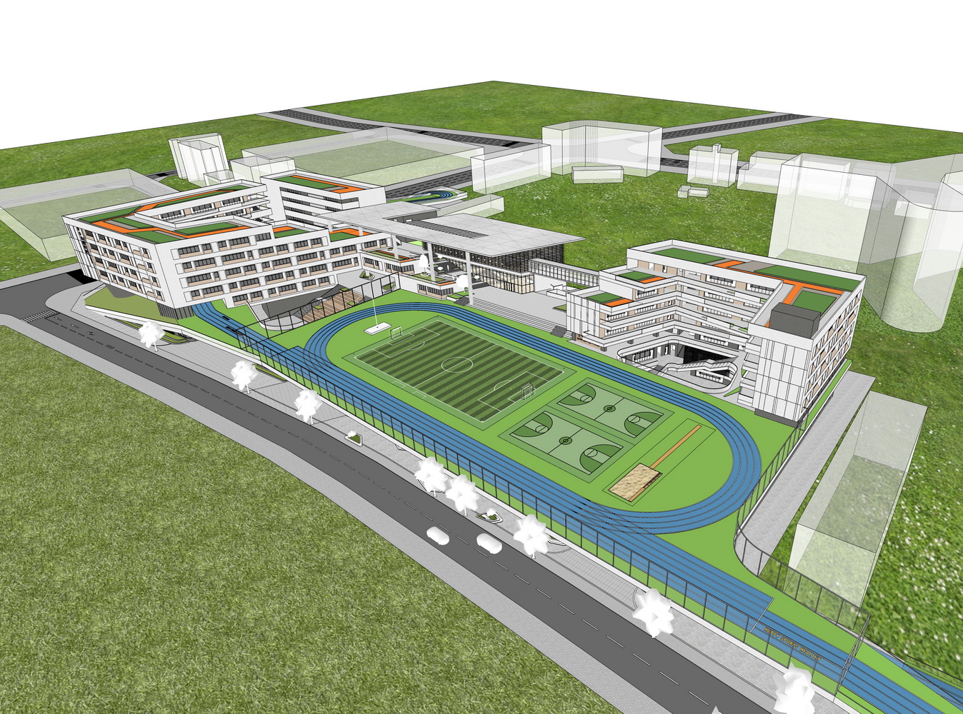 深圳宝安沙井街道东塘旧村九年一贯制学校SU模型-5