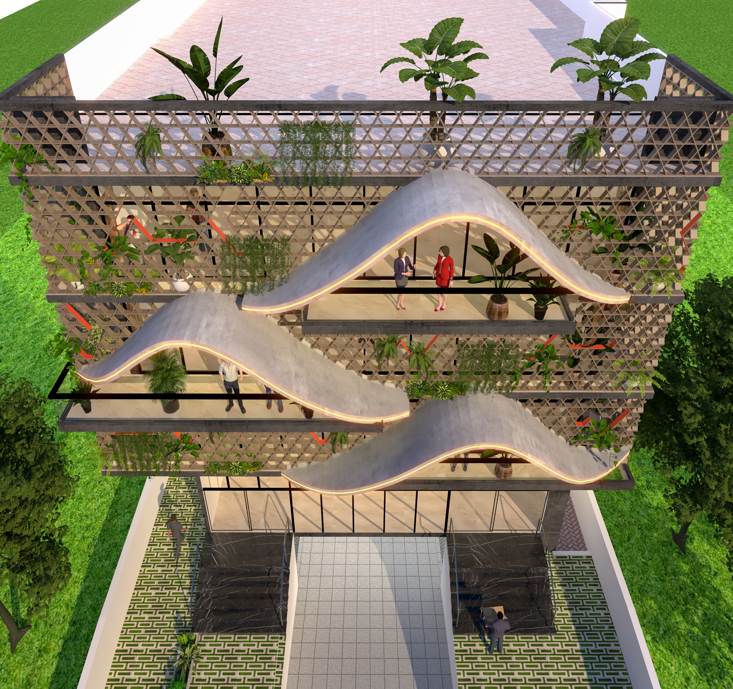 绿色屏风办公楼丨印度班加罗尔丨A.J Architects-10