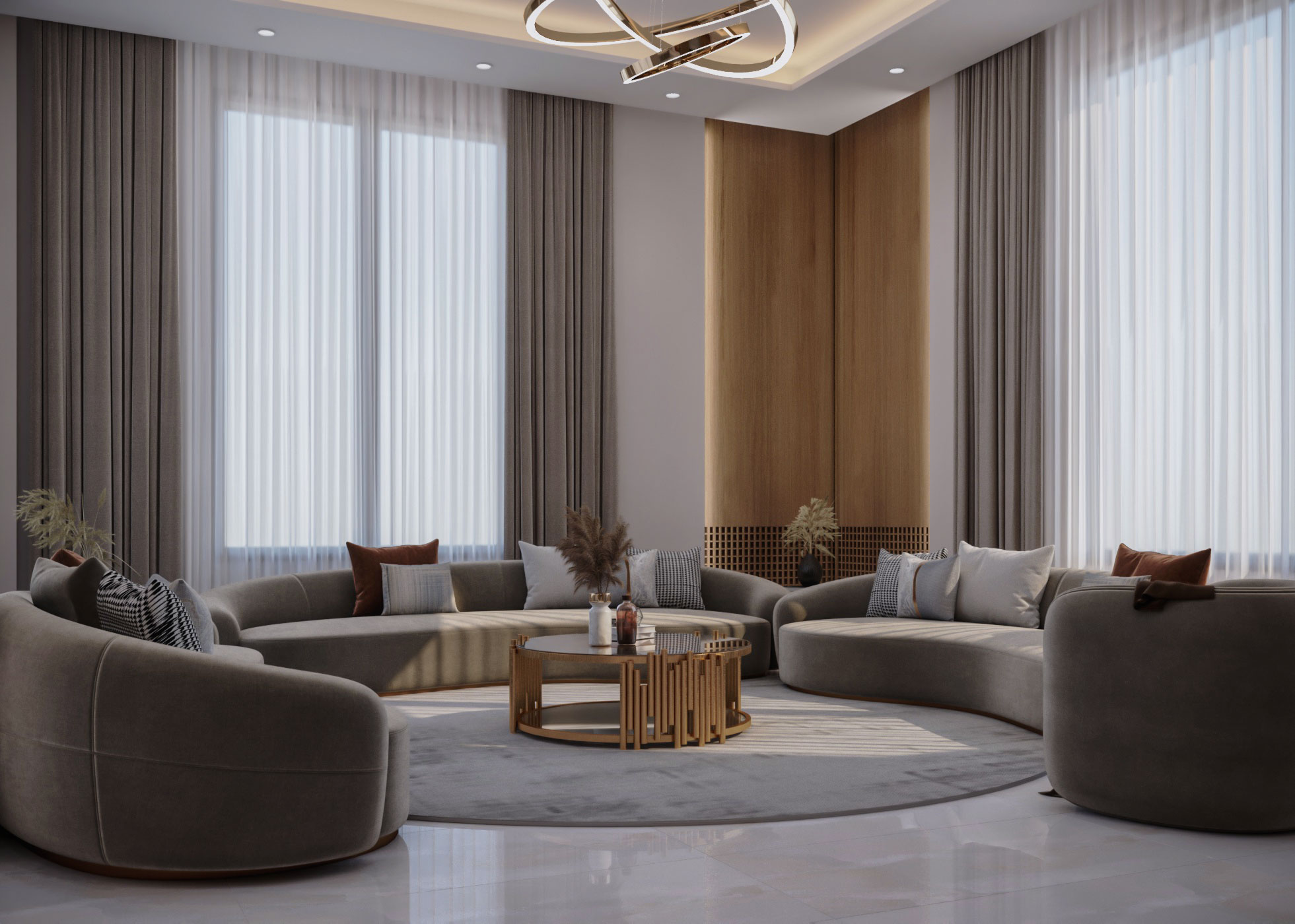 接待处，带餐厅设计的起居区丨Ghanem 设计工作室-5