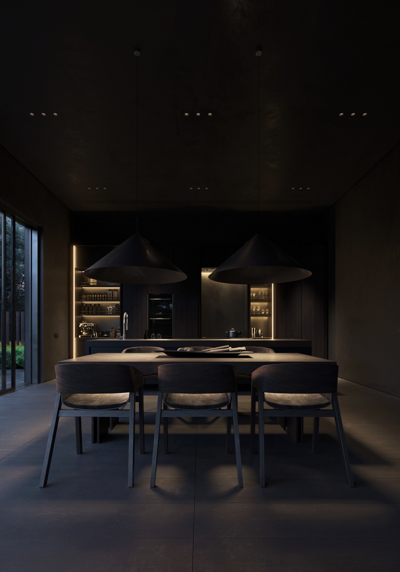 高级黑 极简别墅设计！-23