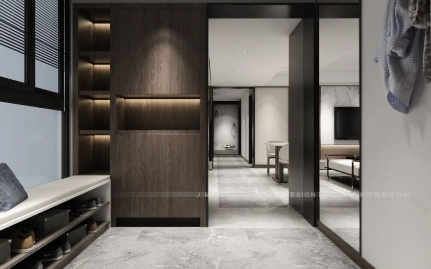 盛天华府 | 130㎡写意新中式家居,红蓝灰调绘诗意空间-1