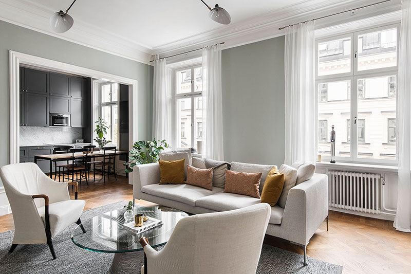 斯德哥尔摩橄榄绿公寓，法式风情融入北欧设计-9