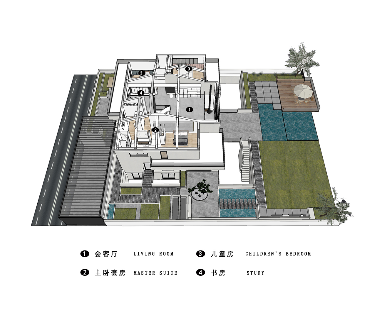 辰佑设计│现代别墅曲线美学与结构美-47