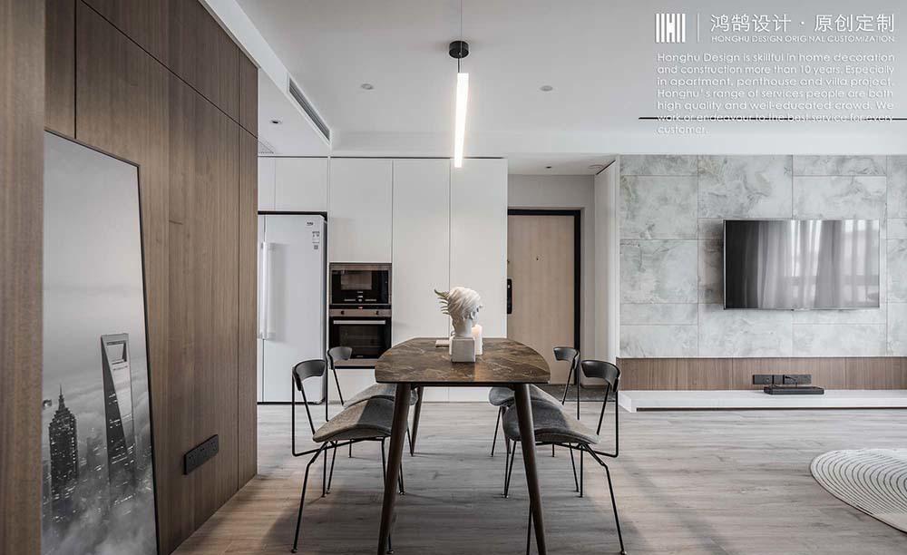 鸿鹄设计上海 100㎡现代轻工业风，温馨明亮空间解读-2