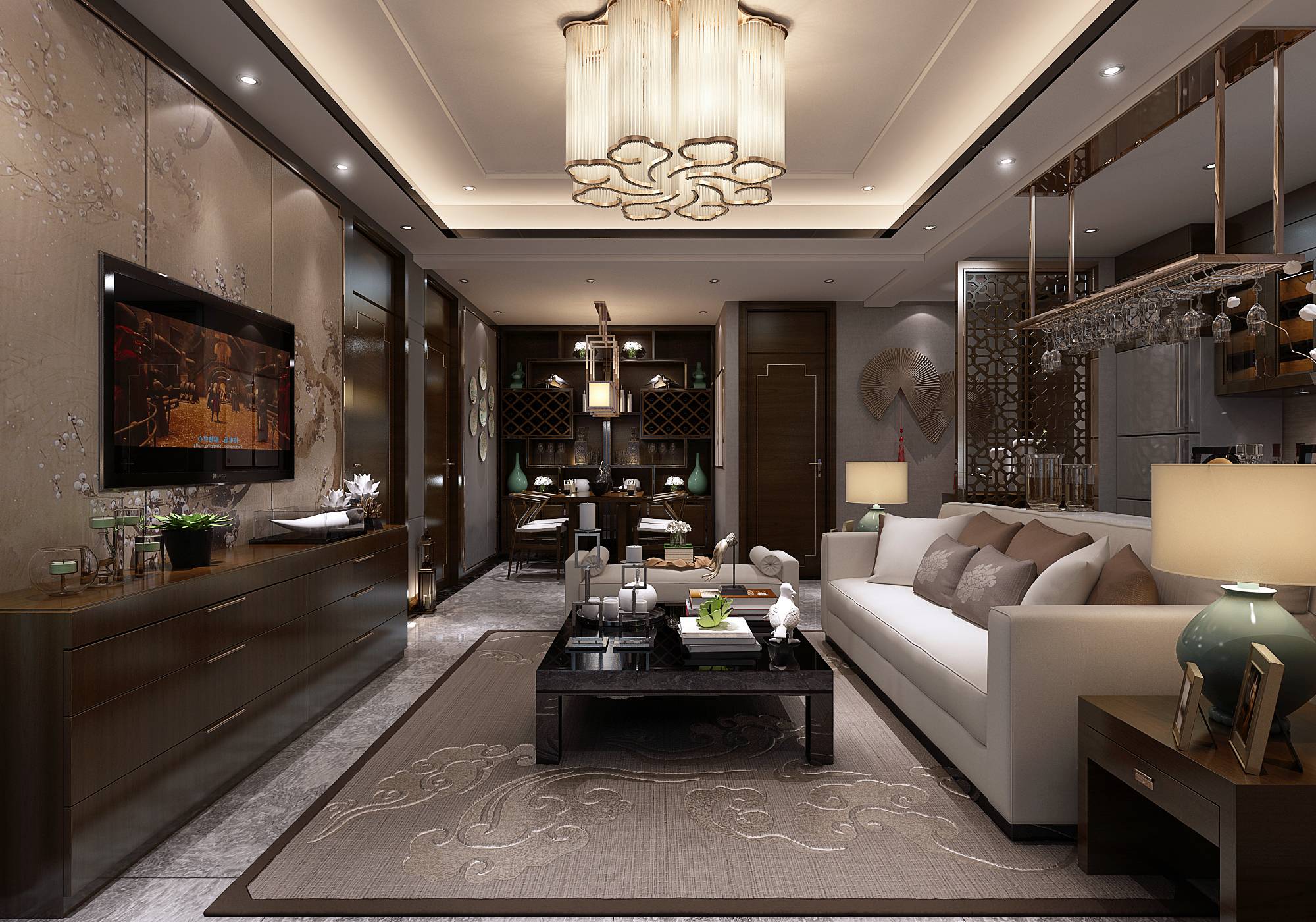 新中式 中式古典 奢华家装别墅样板房-2-37