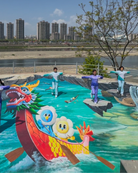 安康龙舟地面画