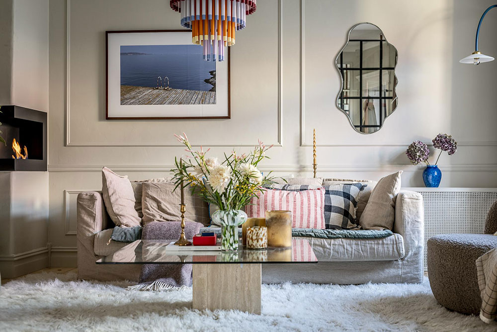 瑞典独特公寓设计，阁楼卧室墙纸亮点-4