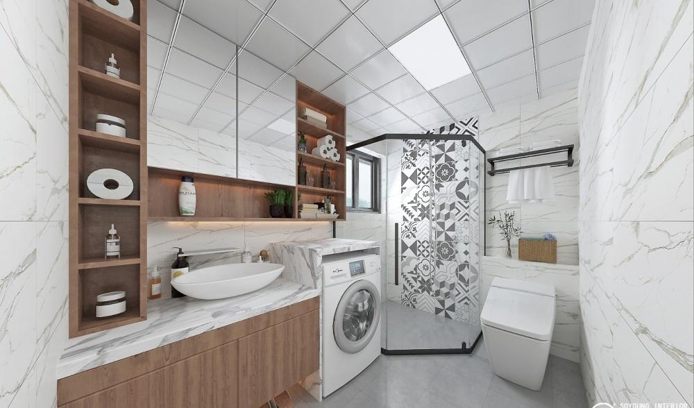 北欧轻奢打造童话梦境,生活阳台与洗烘一体机巧妙结合-12