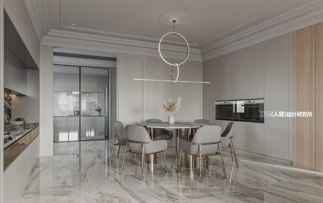 轻奢混搭风 | 罗马柱与大理石的现代空间-3