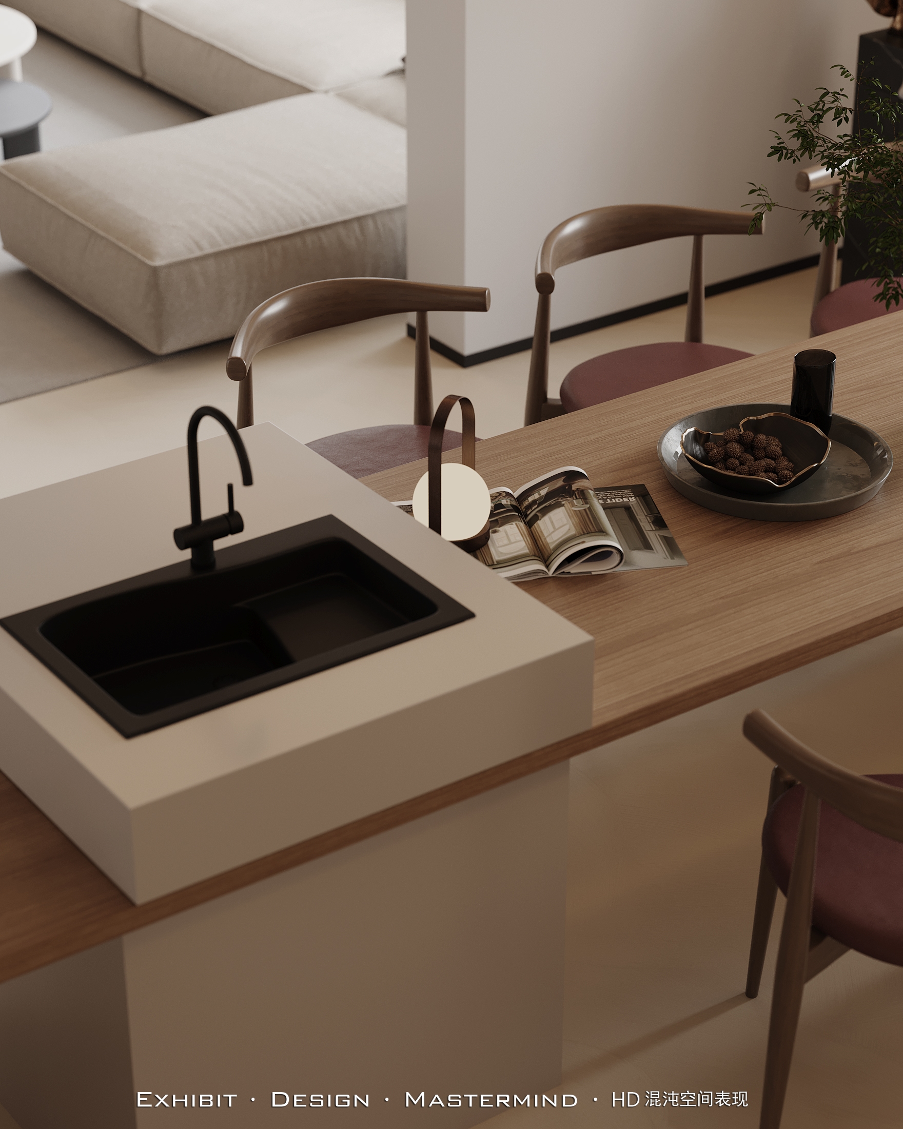 现代 极简风 平层客餐 X 厅混沌空间表现-4