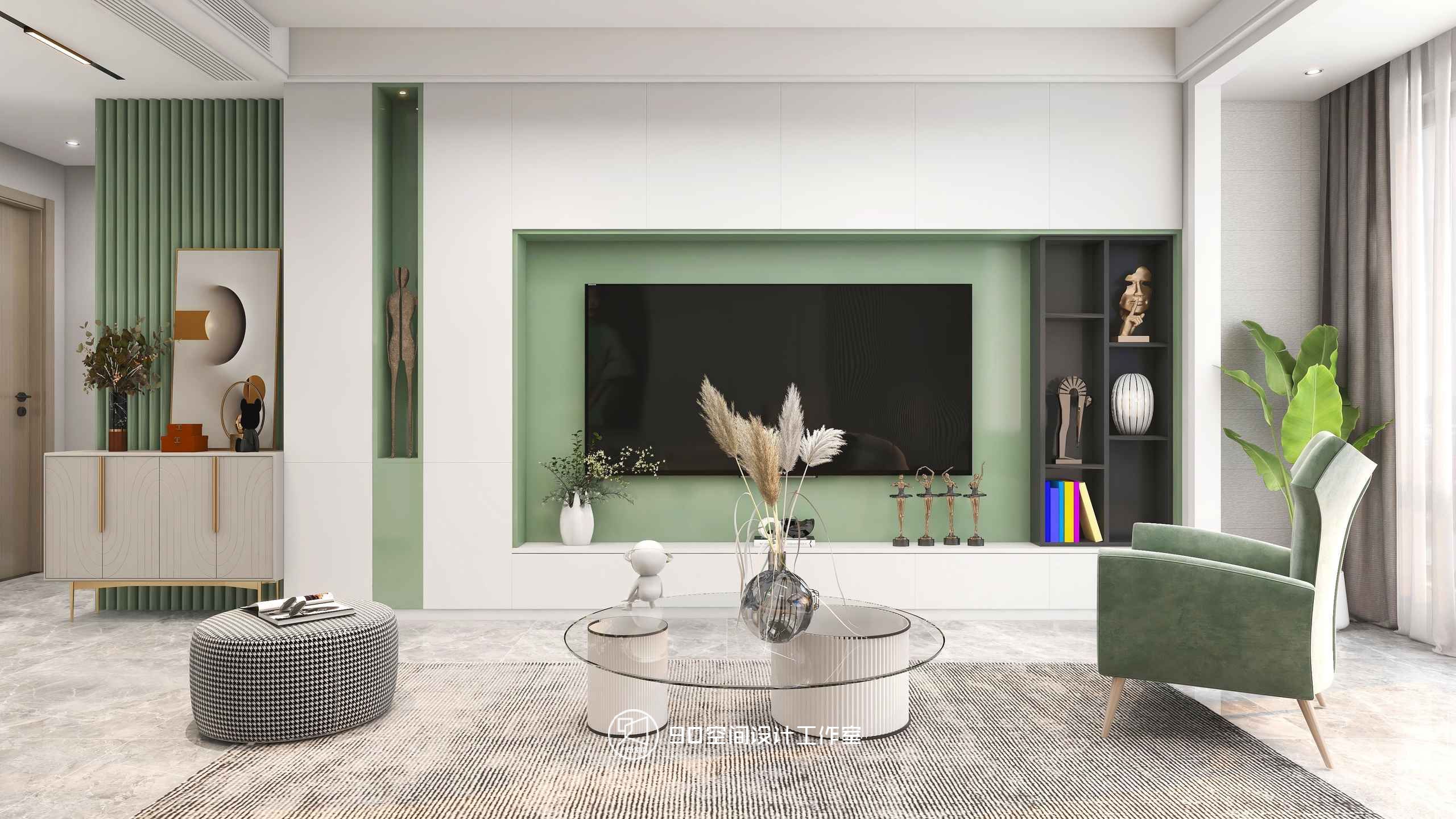 《薄荷绿》87 平方现代简约空间设计-16