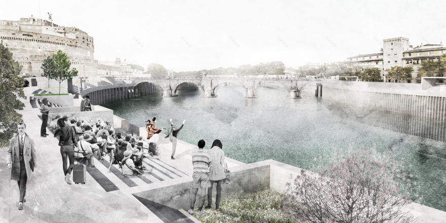 罗马蒂贝河岸重生 | 景观规划的绿色创新-12