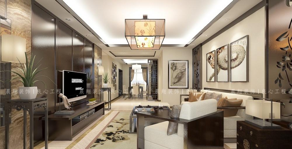 云水园 124㎡中式三居室 深色调营造开阔空间-4