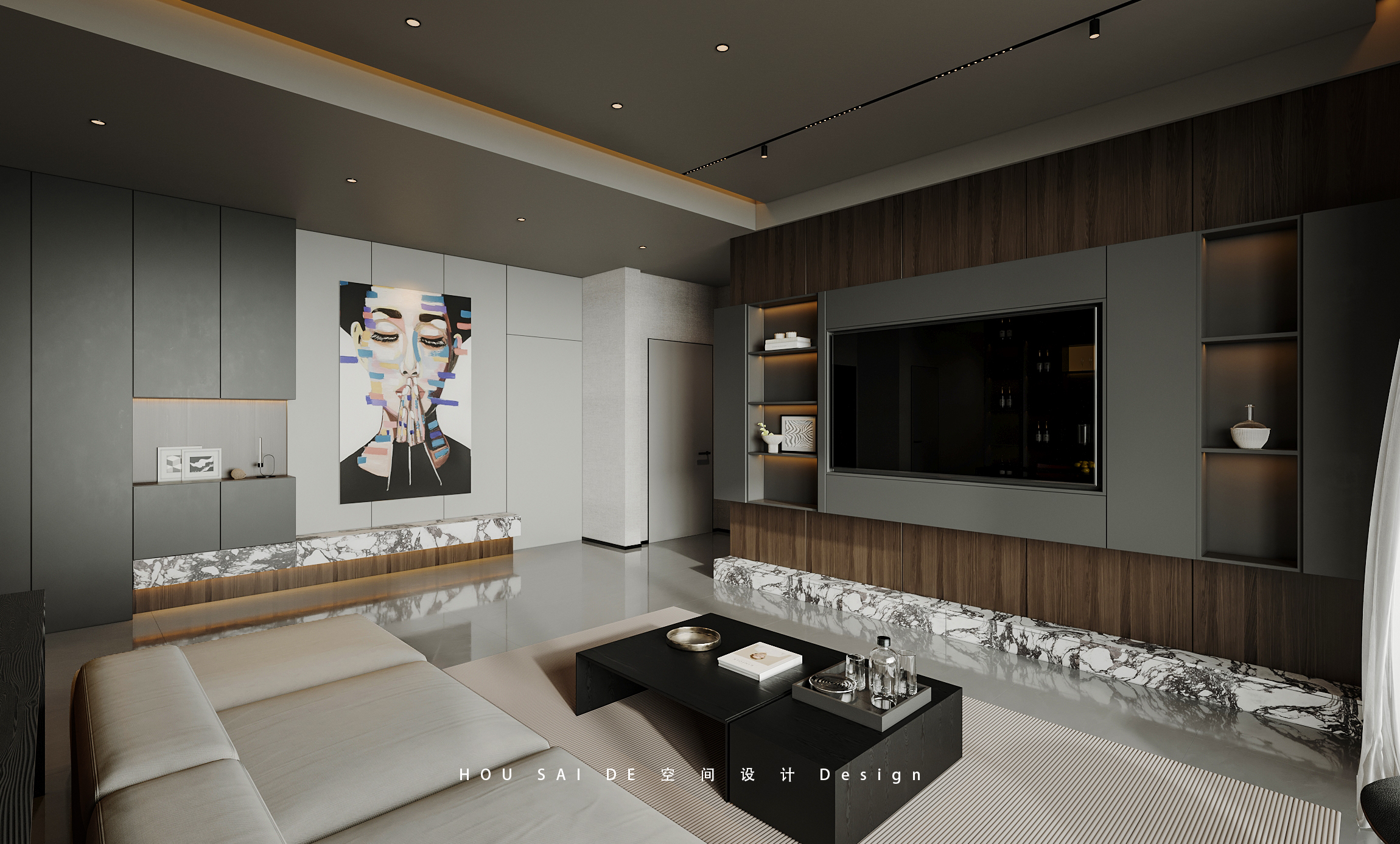 暗黑极简风格室内设计丨中国河北丨HSD 设计林-17