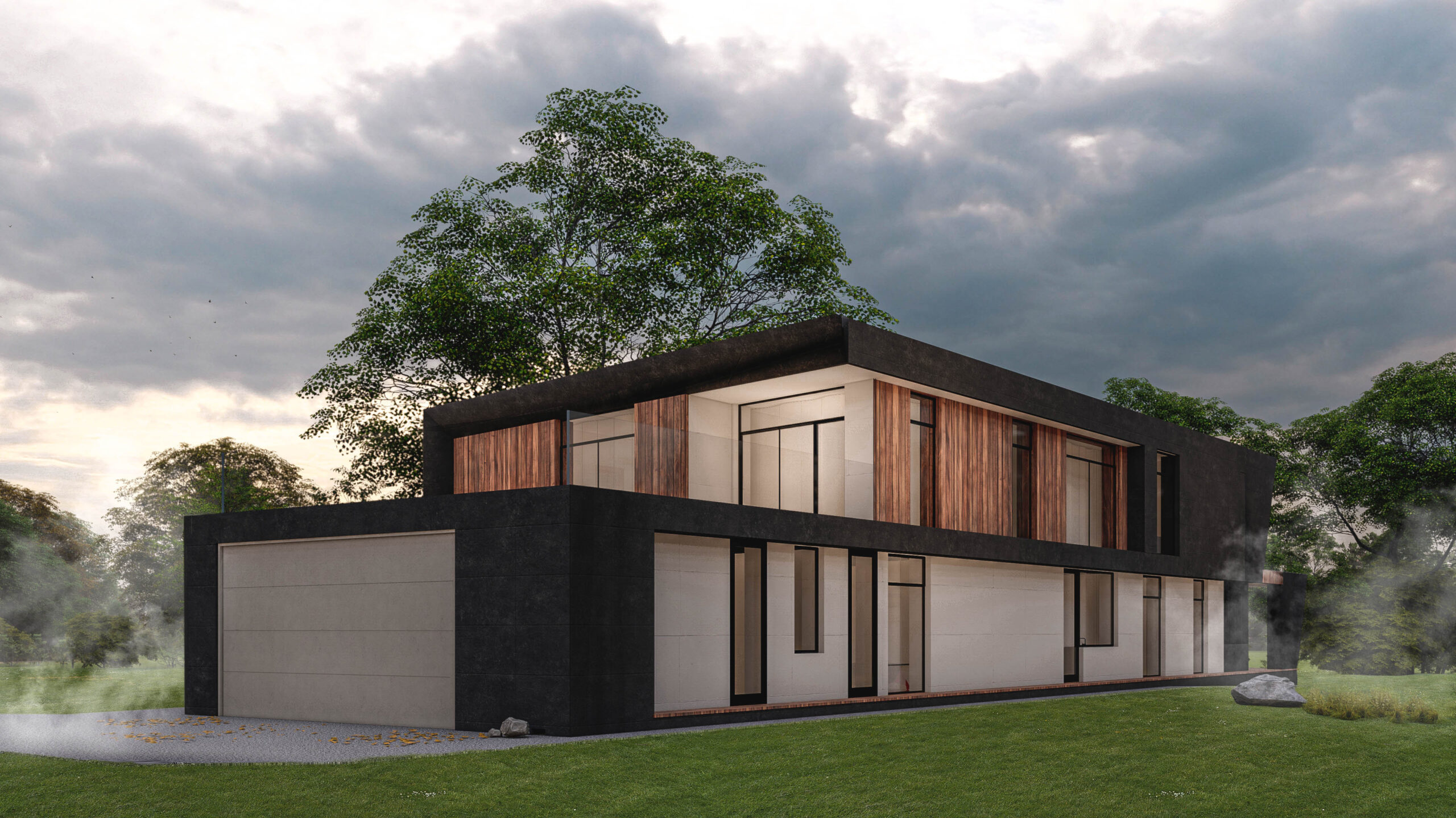 Динамичный современный коттедж 345м² — портфолио бюро ARXY-23