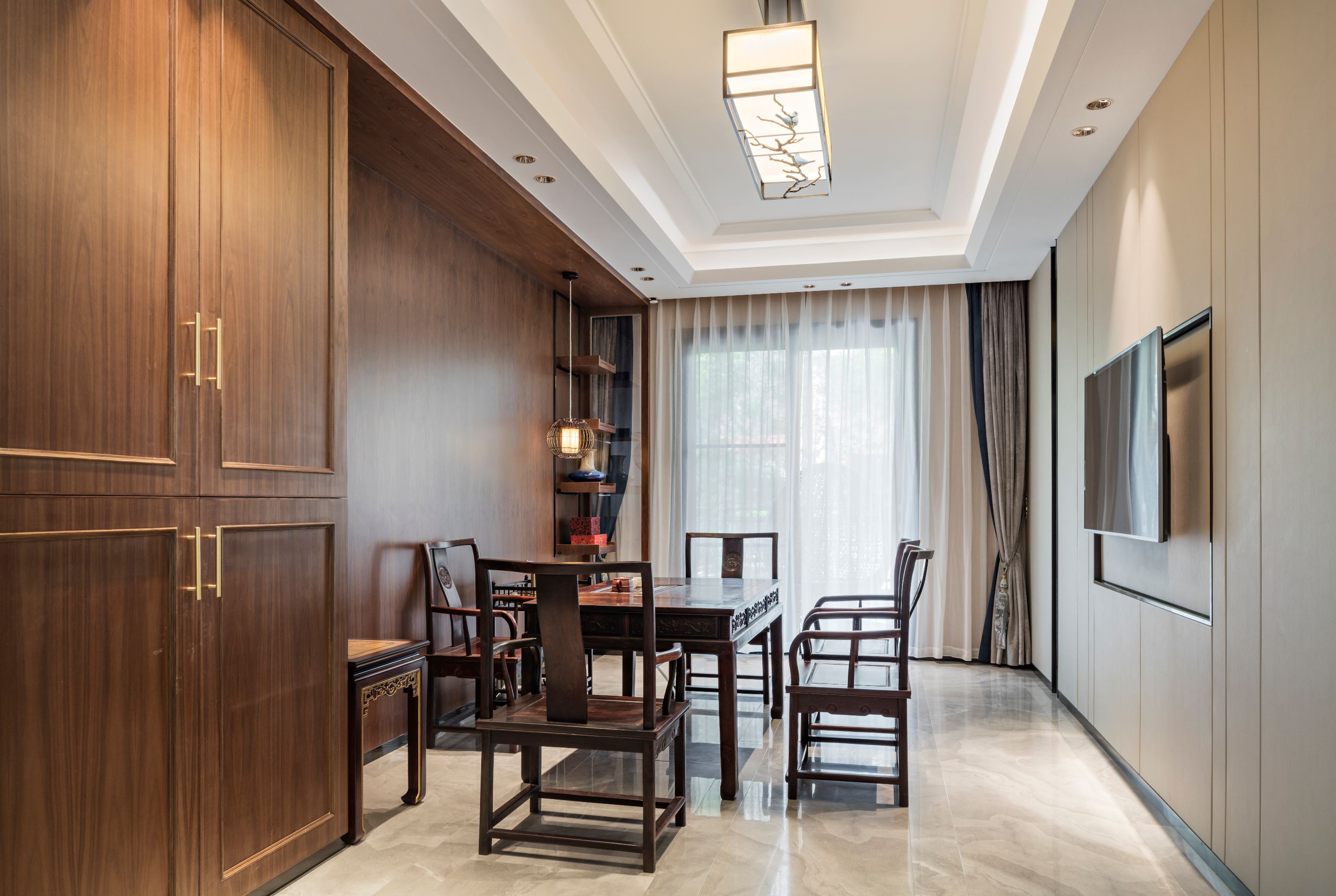 新中式钻石湾府邸 | 家庭厅、茶室、卧室各具特色-16