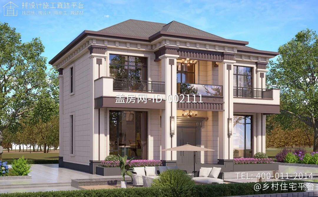 【设计师案例】土建参考造价30万，面宽12m×进深9m云南昆明二层新中式别墅-36