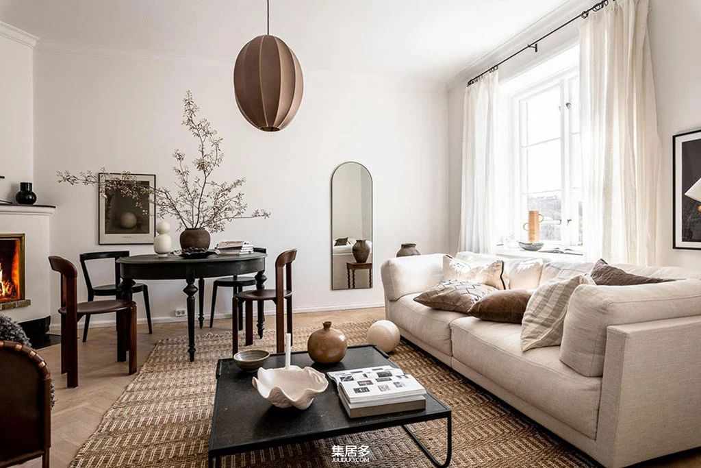 复古温暖明亮的斯堪的纳维亚公寓-12