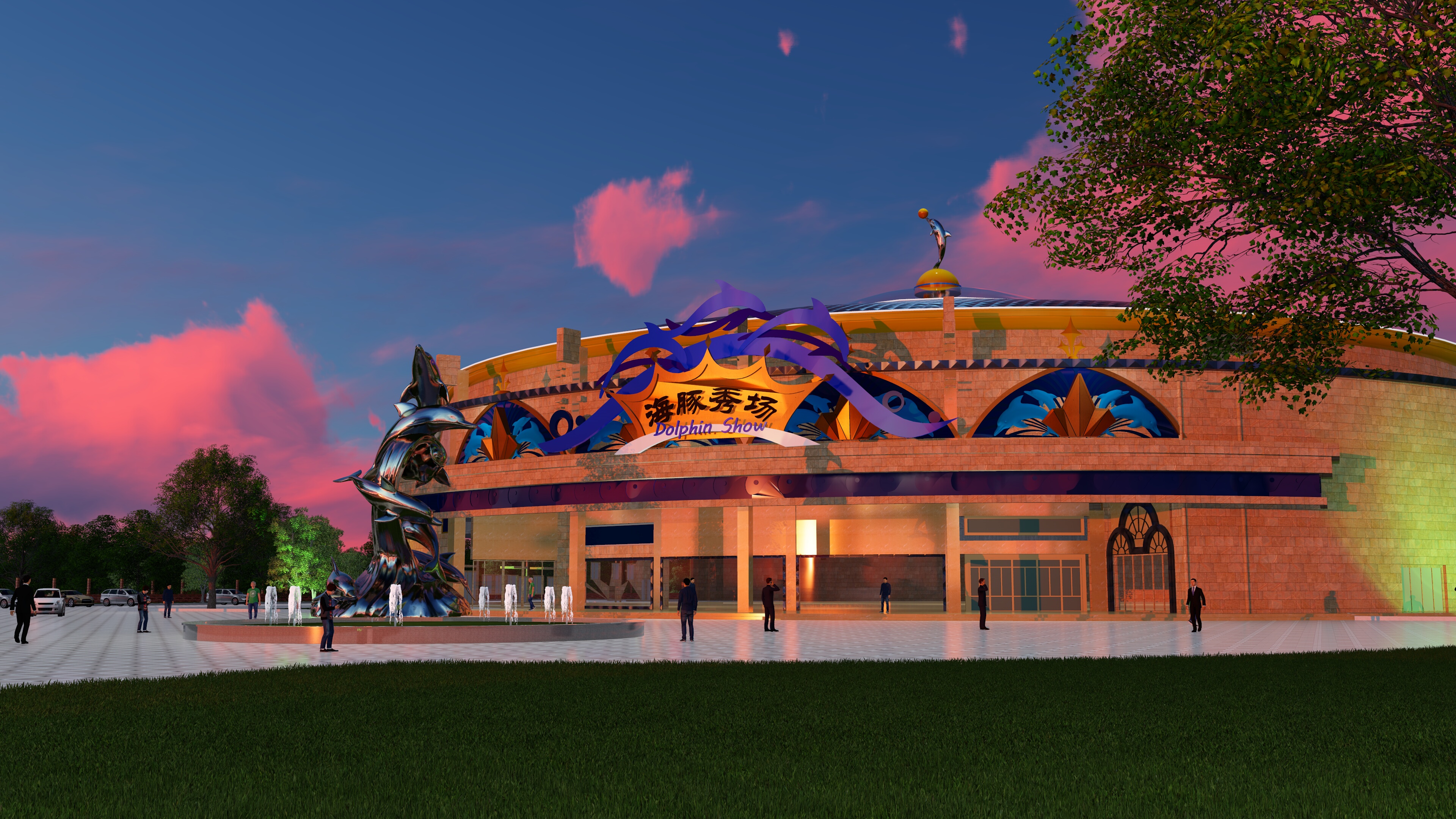 海豚游乐馆海豚雕塑设计-7