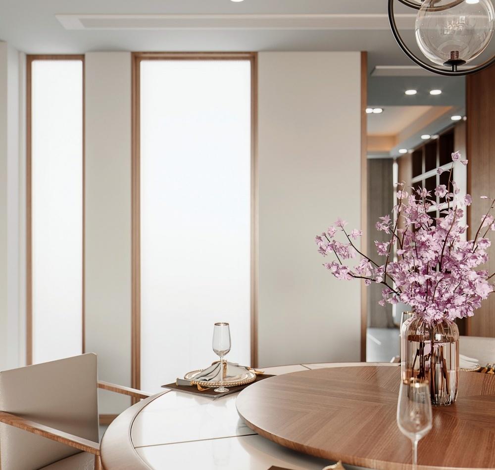 新中式家居设计 | 双 L 造型电视背景、无主灯设计-14