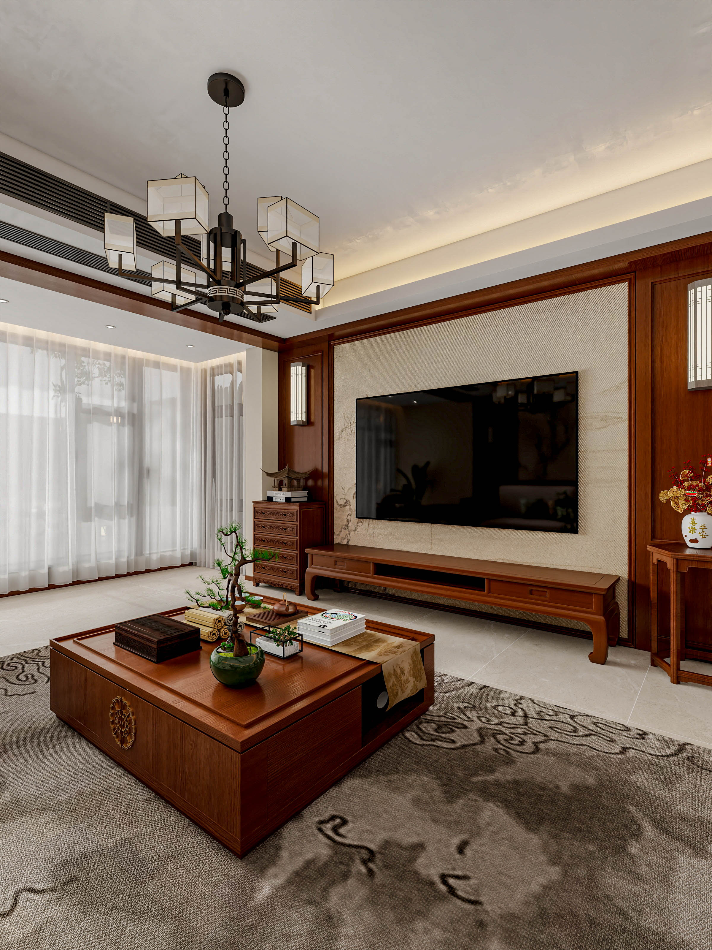 四川成都成都合院（376平方底跃简约中式三居室）-1