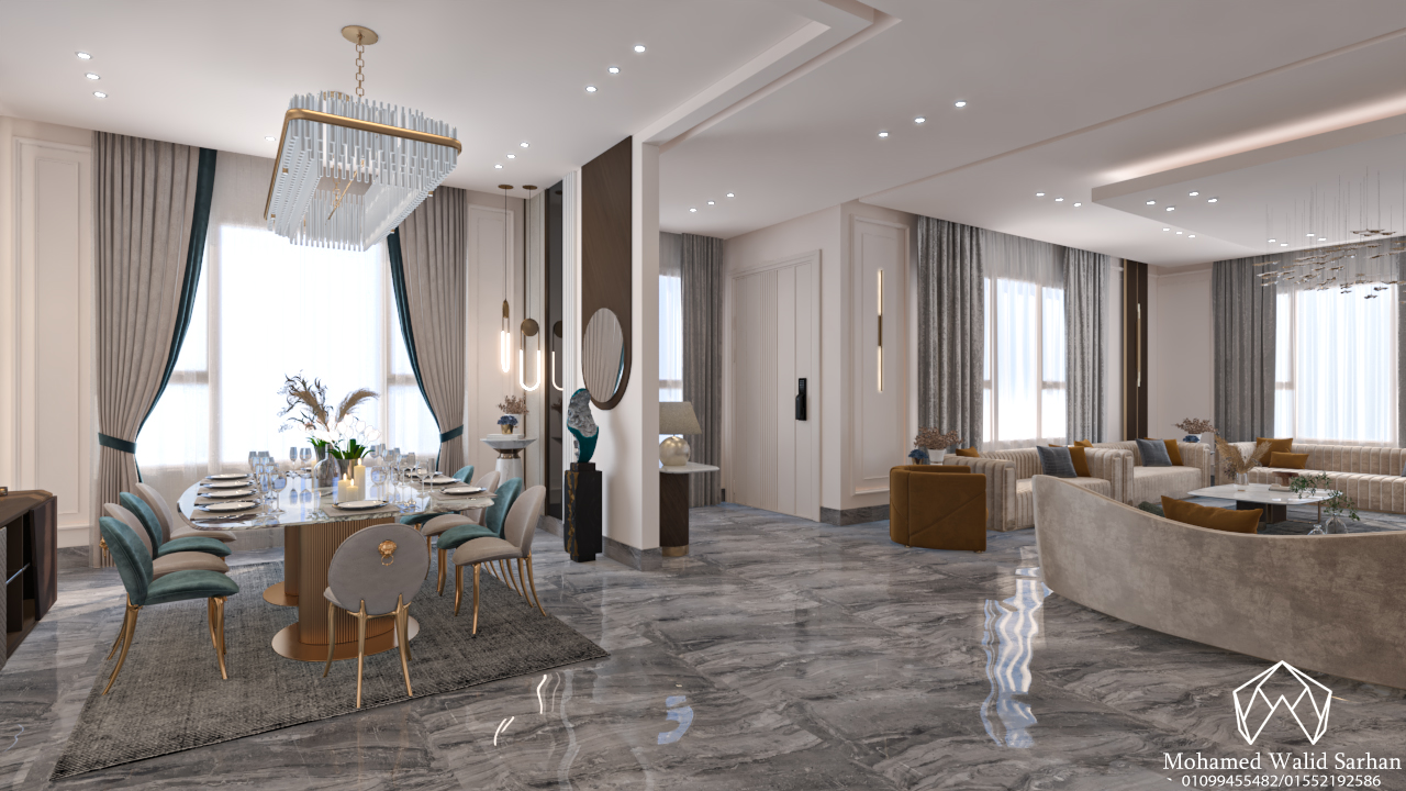 Reception and dinning room for villa in kuwait-7