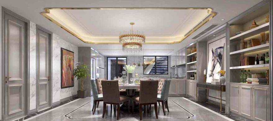 欧式轻奢风,白色大理石与金属线条的精致碰撞-3