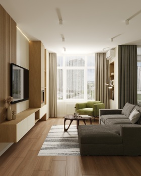 Kitchen-living room I Warm Contemporary